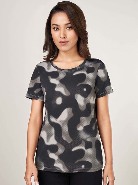 Ajile by Pantaloons Black Cotton Printed T-Shirt-picture-134