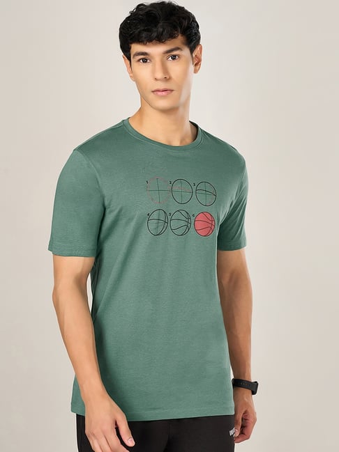 Ajile By Pantaloons Bottle Green Cotton Slim Fit Sports T-Shirt-picture-45