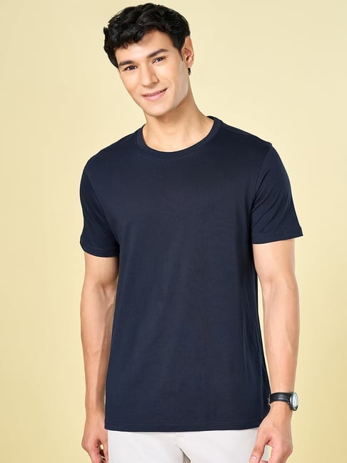 Byford By Pantaloons Navy Cotton Slim Fit T-Shirt-picture-46