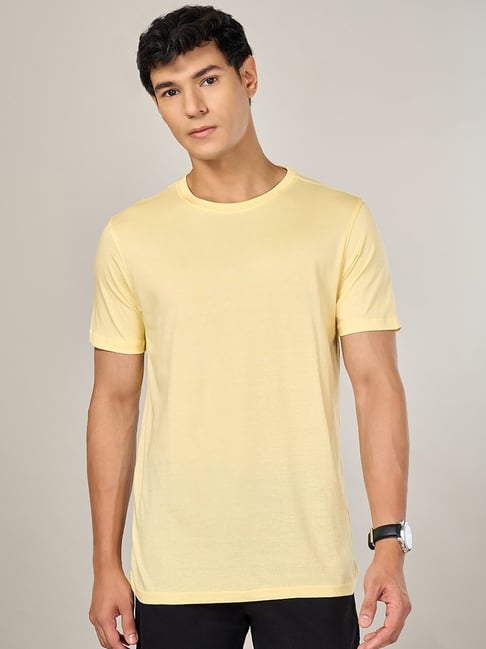 Byford By Pantaloons Yellow Cotton Slim Fit T-Shirt-picture-41