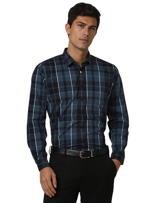 Van Heusen Blue Slim fit Checks Shirts-picture-18