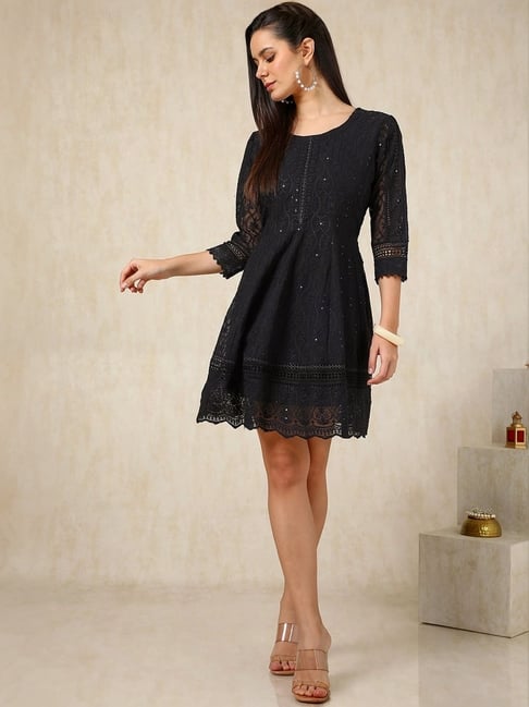 Buy Soch Black Embroidery Shirt Dress For Women Online @ Tata Cliq