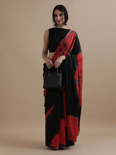 Jaipur Kurti Black Mulmul Cotton Regular Fit Print Saree-picture-42