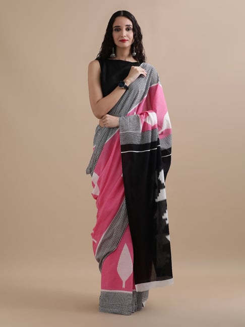 Jaipur Kurti Pink Mulmul Cotton Regular Fit Print Saree-picture-28