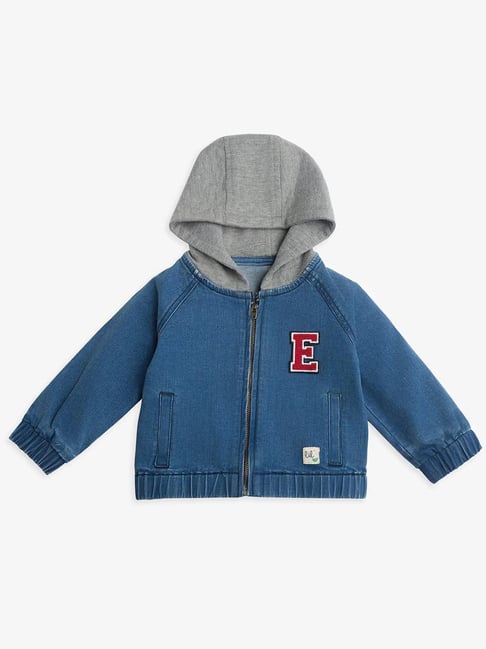 Ed-a-Mamma Baby Blue Denim Regular Printed Jacket