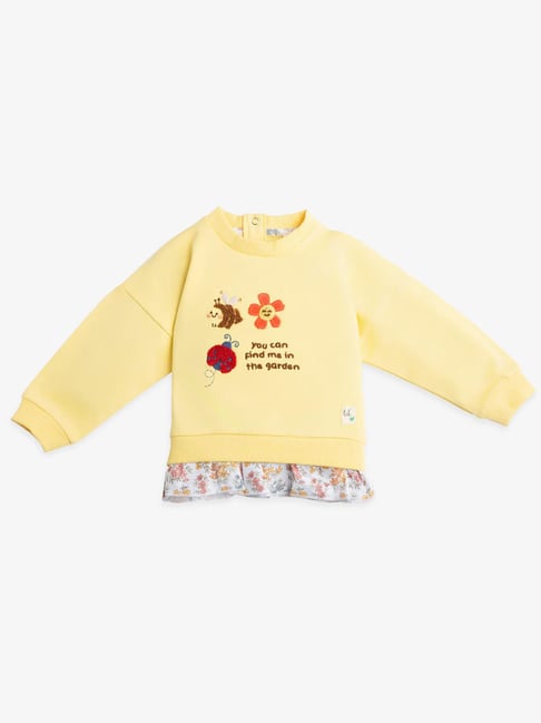 Ed-a-Mamma Baby Yellow Cotton Regular Printed Sweatshirt