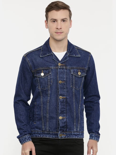 Cinocci Blue Slim Fit Denim Jacket-picture-34