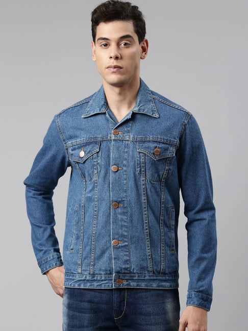 Cinocci Blue Slim Fit Denim Jacket-picture-33