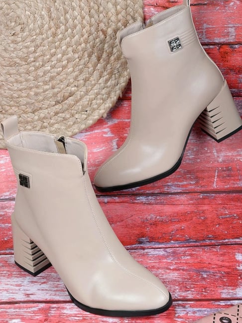 Ronnie Grey Women's Beige Casual Booties-picture-24