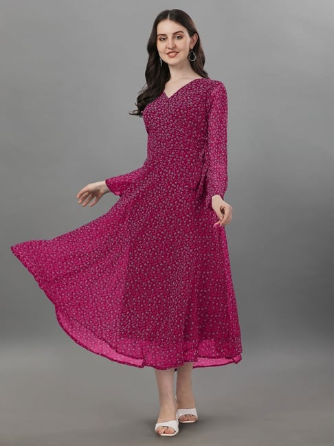 Pink Long Sleeve Fancy Maxi Dress Chiffon Long Sleeve Open Back