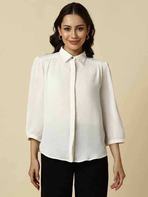 Allen Solly Beige Regular fit Self Shirt-picture-16