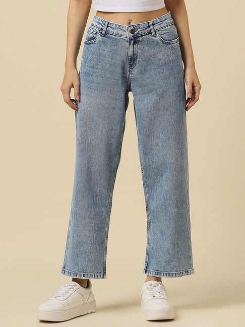 Allen Solly Blue Cotton Regular fit Solid Jeans-picture-11