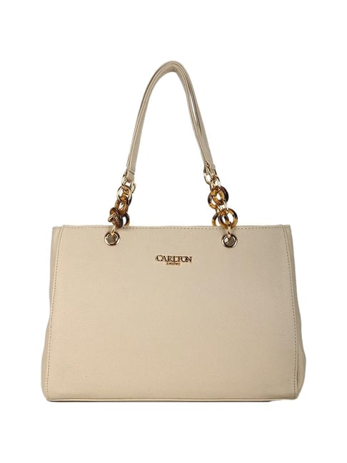 Carlton London Cream Solid Medium Shoulder Handbag
