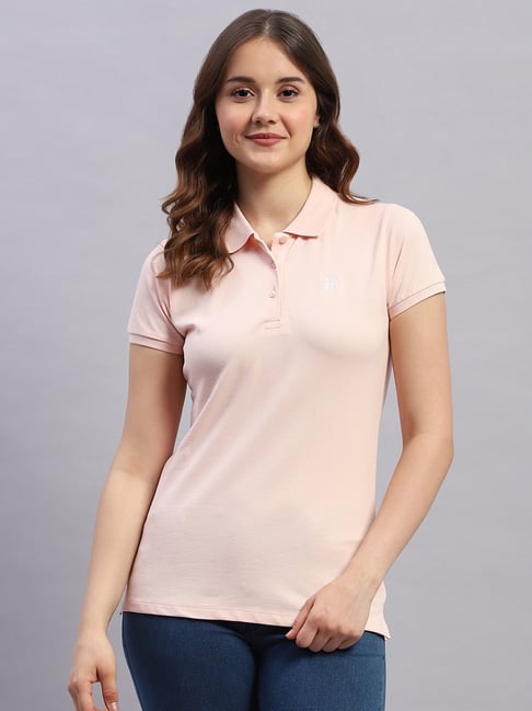 Monte Carlo Peach Smart fit Solid T-shirt