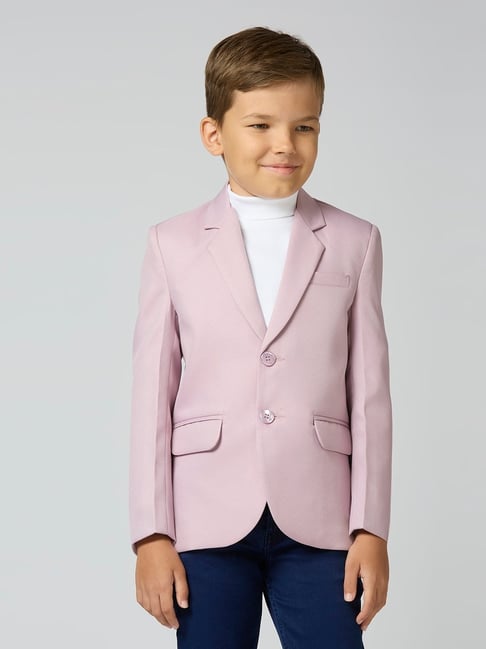 Kids Island Boys Pink Solid Blazer