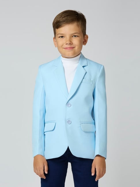 Kids Island Boys Blue Solid Blazer
