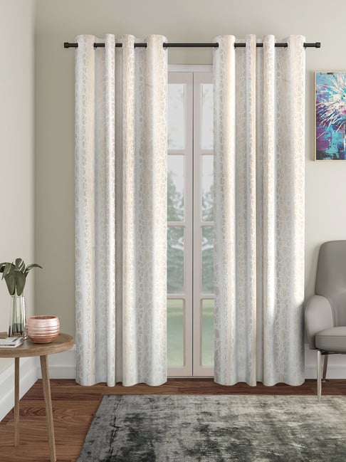 Hosta Homes Cream Polyester Long Door Blackout Curtain