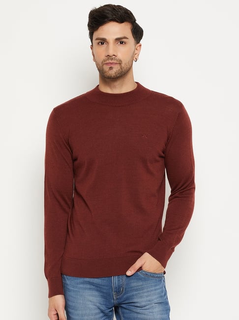 98 Degree North Maroon Wool Blend Regular Fit Sweaters