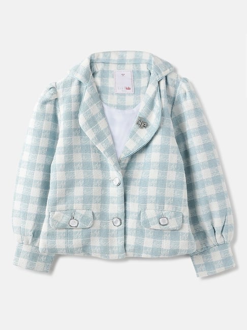 Elle Girls Blue Chequered Blazer