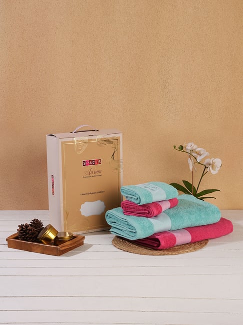 Spaces dark pink 100% cotton nuzzle towel combo