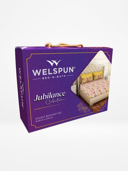 Welspun yellow polycotton jubilance double bedsheets