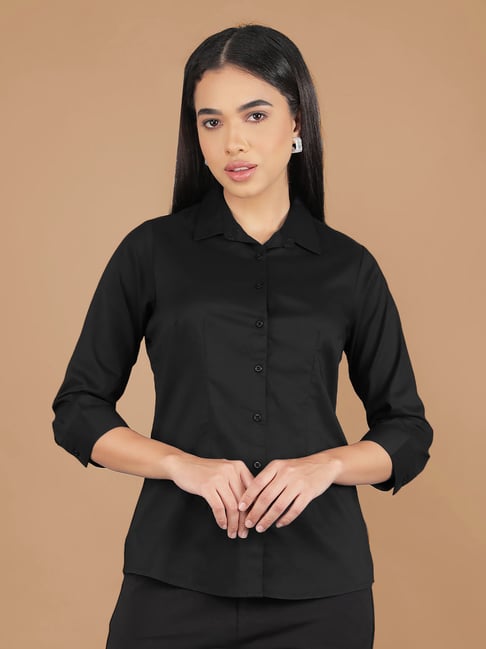 Crimsoune Club Black Blended Regular Fit Solid Shirt-picture-38