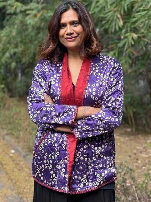 Chidiyaa Purple Red Sardi Ki Dhoop Ambernest Mashru Silk Reversible Jacket
