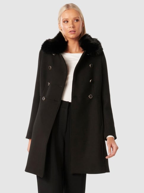 Forever New Susie Faux Fur Collar Dolly Coat