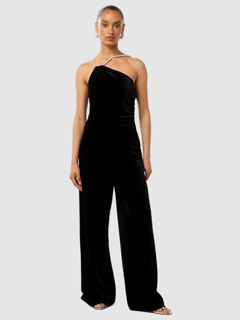 Forever New Black Polyester Straight Fit Jumpsuit