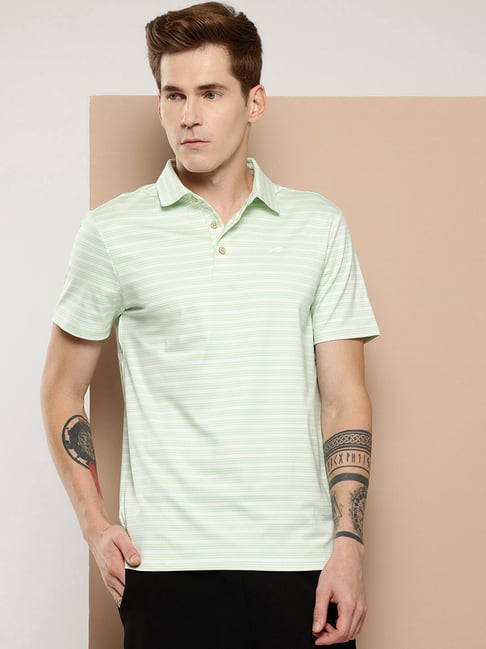 Alcis Green Stripes Regular Fit Stripes T-Shirt-image-24