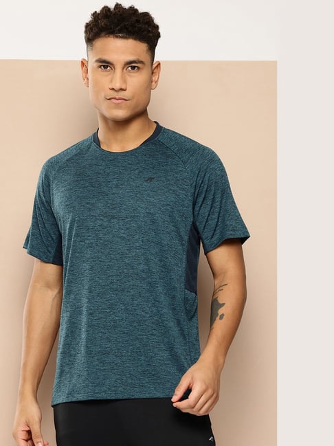 Alcis Blue Abstract Slim Fit Abstract T-Shirt-picture-35