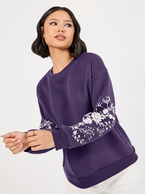 Styli Purple Floral Sweatshirt