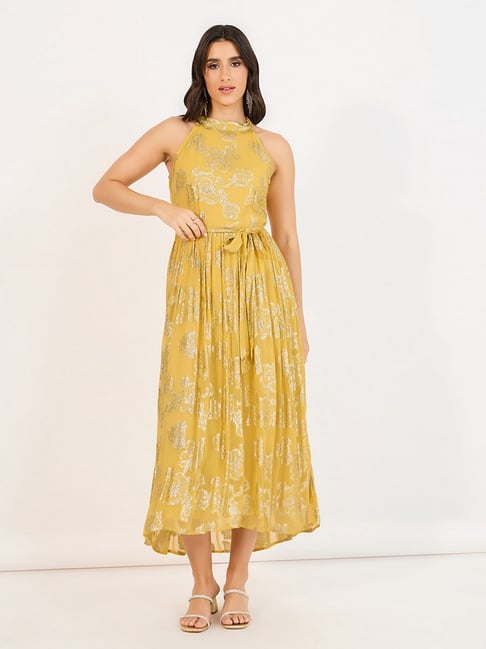 Styli Yellow Floral A-Line Dress-picture-30