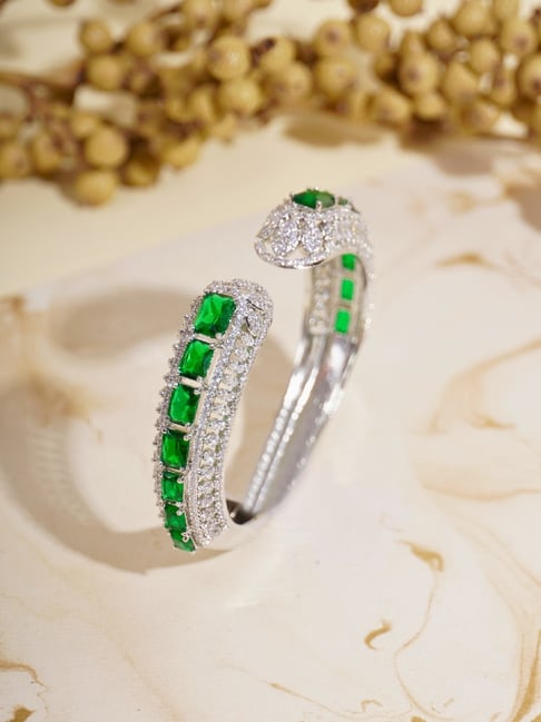 Buy Curio Cottage Emerald Princess Cut Cuff Bracelet for Women