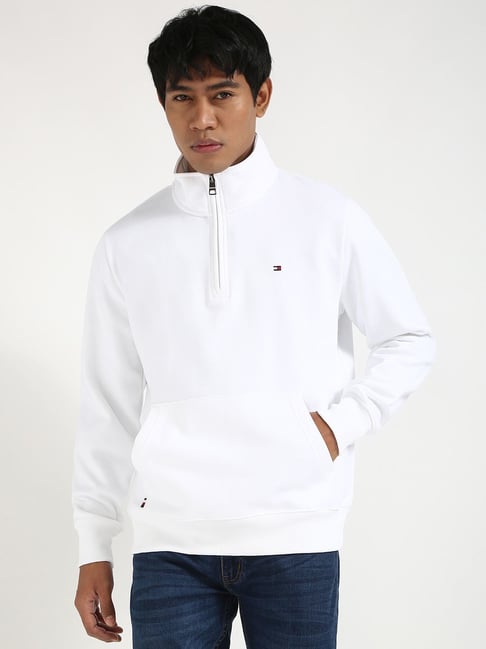 Tommy Hilfiger Optic White Cotton Regular Fit Sweatshirt-picture-20