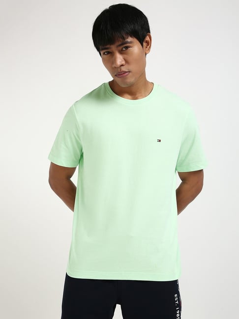 Tommy Hilfiger Opal Green Cotton Regular Fit T-Shirt