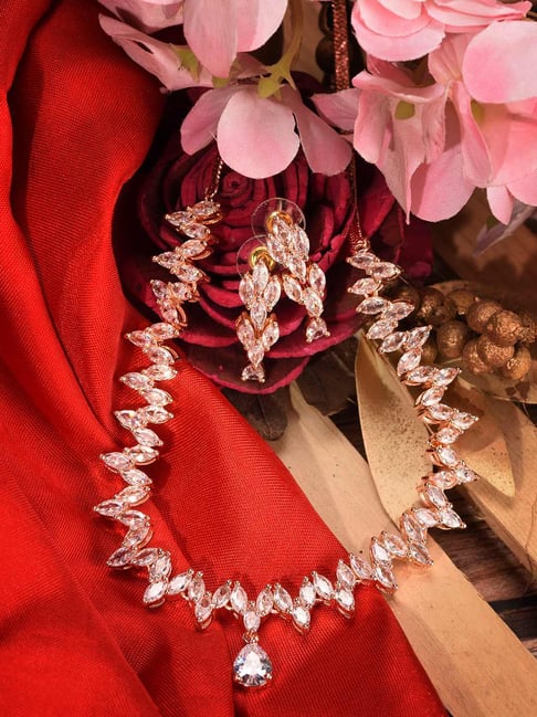 Saraf RS Jewellery Rose Gold Plated AD Studded Quirky Handcrafted Jewellery Set-picture-25