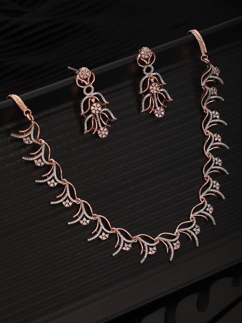 Buy AD Studded Floral Minimal Necklace Online At Best Price Tata