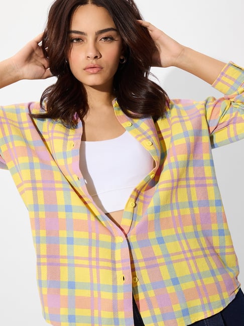 The Souled Store Citron Oversized Plaid Casual Shirt - Main Image