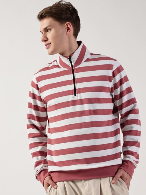 Thomas Scott Pink Cotton Regular Fit Striped Sweatshirt-picture-12