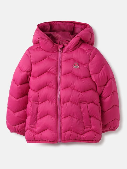 United Colors Of Benetton Girls Pink Nylon Chevron Jackets
