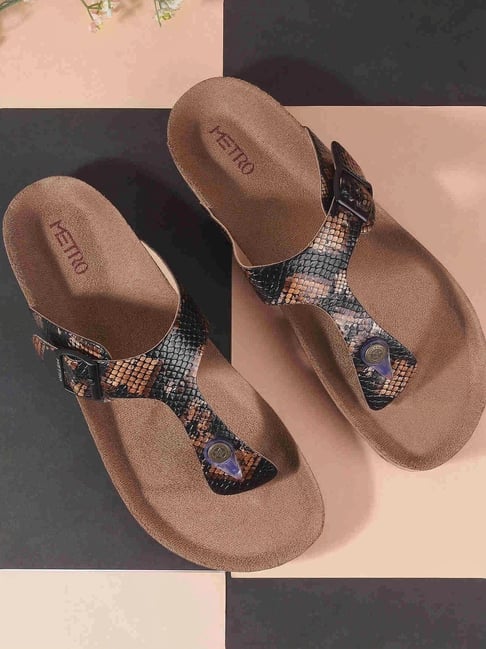 Metro Women's Black T-Strap Sandals-picture-17