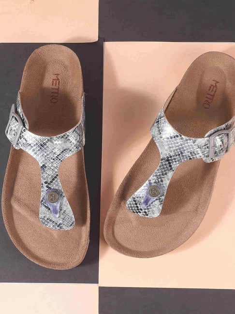 Metro Women's Grey T-Strap Sandals-picture-27