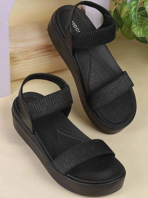 Mochi Women's Black Sling Back Sandals