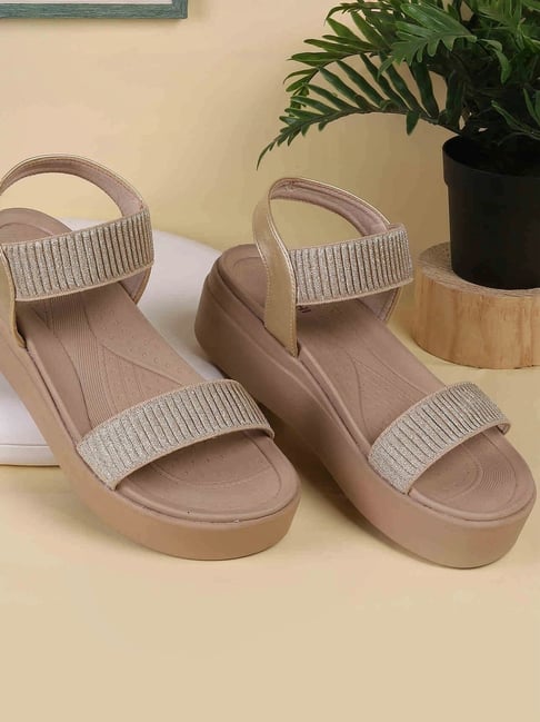 Mochi Women's Gold Sling Back Sandals-picture-43