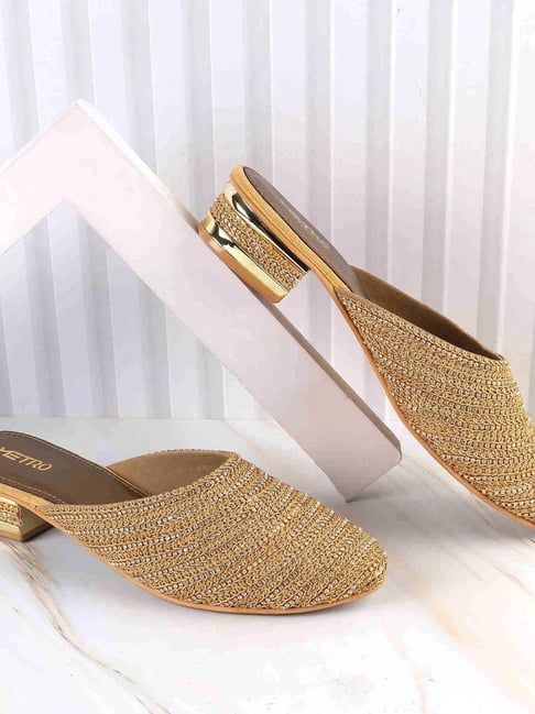 Metro Women's Antique Gold Mule Sandals