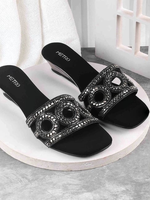 Metro Women's Black Ethnic Wedges-picture-43