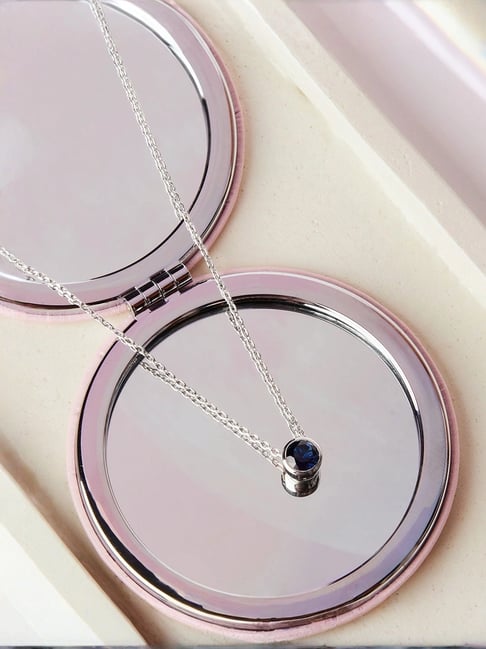 Buy Mia by Tanishq Blue Wave Silver Necklace Online At Best Price