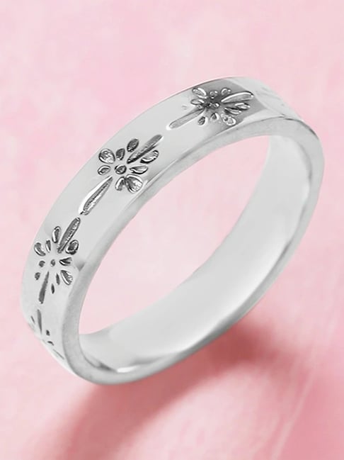 Buy Mia by Tanishq Soft Petal Impressions Silver Finger Ring