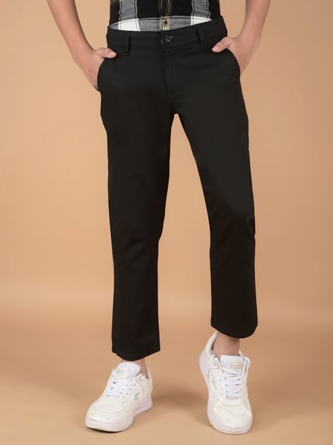 Crimsoune Club Boys Black Cotton Solid Trousers-picture-11